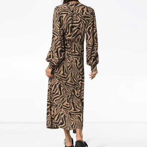GANNI Printed Midi Wrap Dress NWT Size 0/2 - Picture 10 of 10